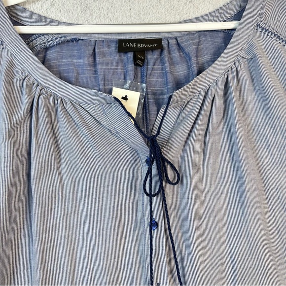 Lane Bryant Poncho Style Blue Stripe Women's Size 14/16 Blouse Top - Picture 5 of 13
